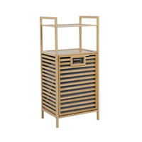 BADREGAL Puvi mit Wäschekorb - Hellbraun, Holz (44/96/33cm) - SVITA