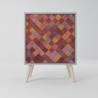SIDEBOARD PAINTED SQUARES, Grau, 57,5x42x77,5 cm, Schräge Buchenholzfüße - Buchefarben/Multicolor, Holzwerkstoff/Buchenholz (57.5/77.5/42cm) - SpaceRebels