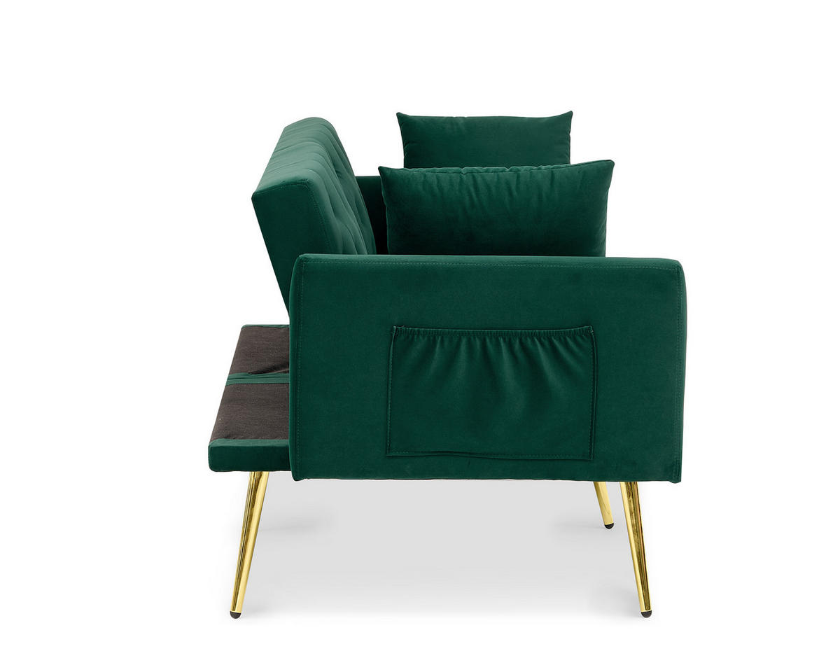 SCHLAFSOFA 177/78/74 cm in Green Samt mit Aufbewahrungstasche - Grün, Textil (78/74/177cm) - Oxeza