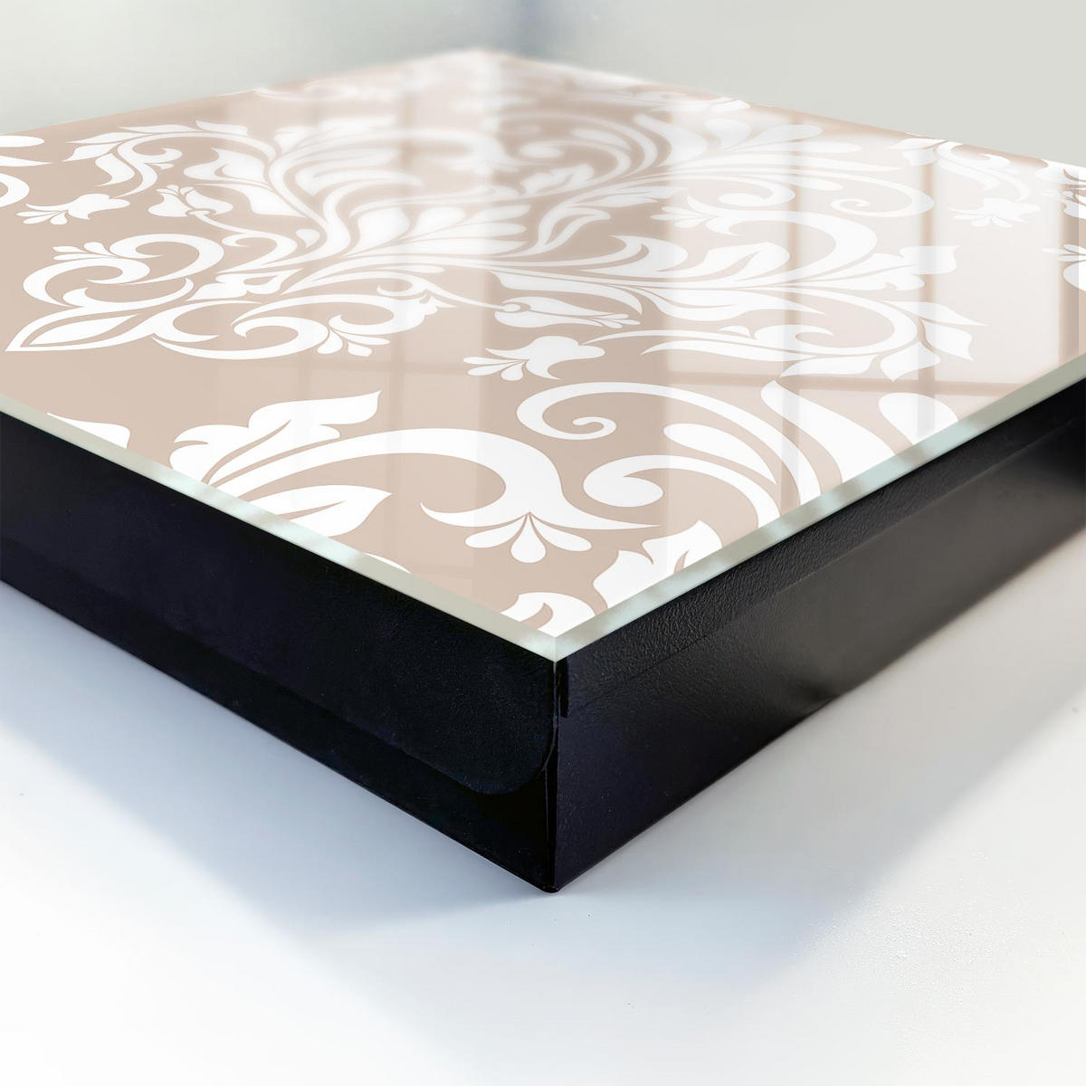 SCHLÜSSELBOX Schwarz 30x30 cm- Türöffnung nach rechts - Elegante Symmetrie - Beige, Metall (30/30/5cm) - TULUP