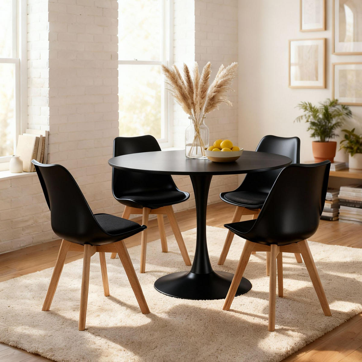 ESSGRUPPE LOIRE 5er Set schwarz - Schwarz, Holzwerkstoff/Metall - IDIMEX