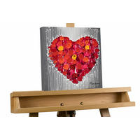 ACRYLBILD HANDGEMALT 30/30 cm - Rot/Silberfarben, Holz/Textil (0.46/30cm) - KUNSTLOFT