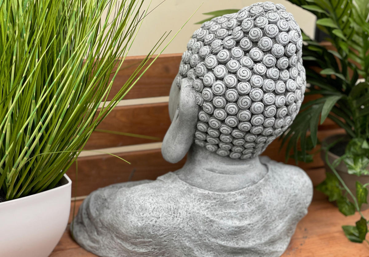 STEINFIGUR Buddha Shiva Büste XL frostfest Steinguss massiv - Grau, Stein (33/38/28cm) - stoneandstyle