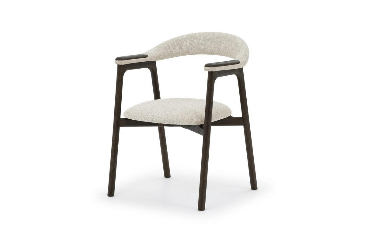 STUHL Franz, Eiche Espresso, Stoff Beige - Beige, Holz (53/81/62cm) - WOODEK