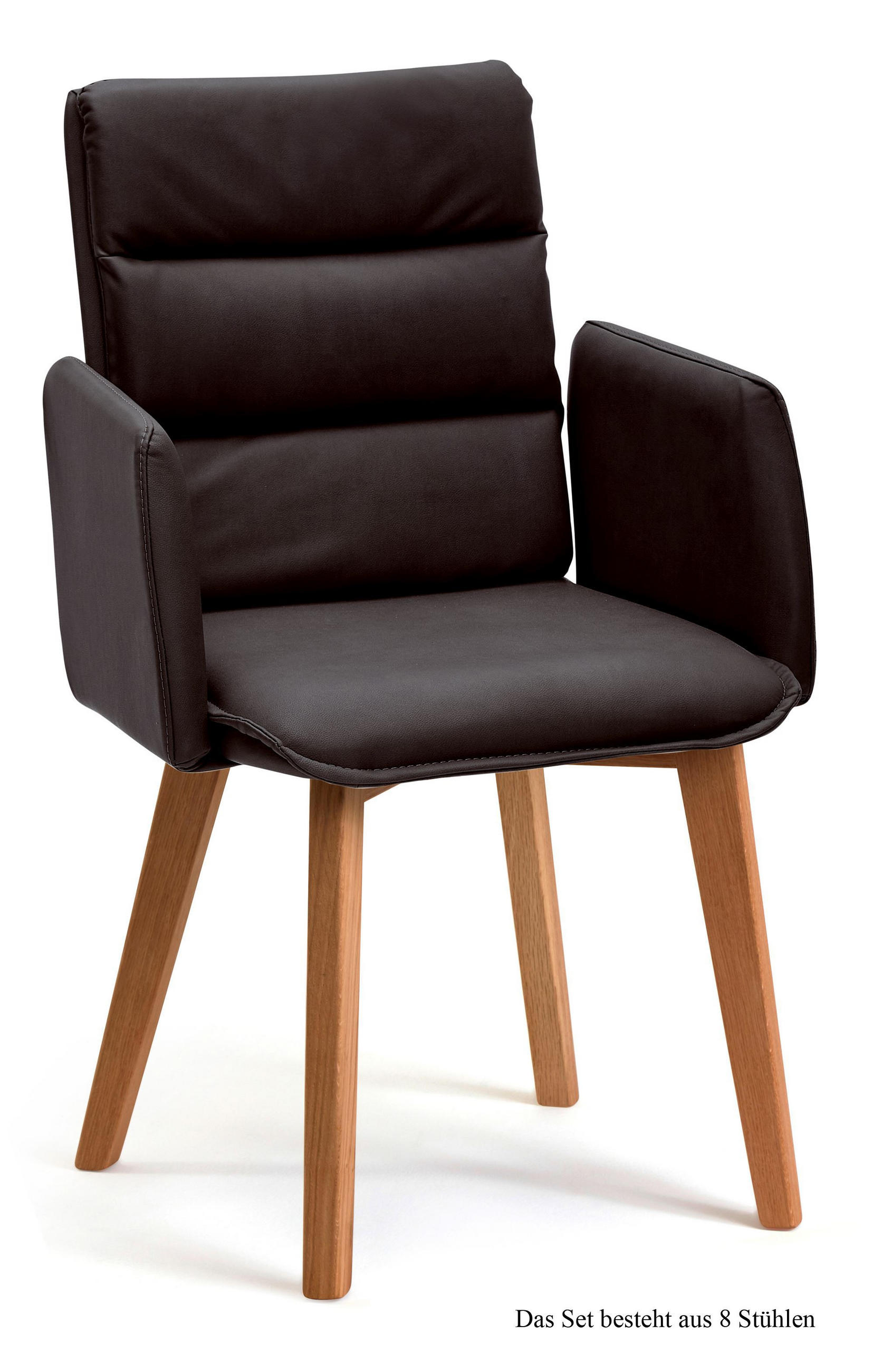 ARMLEHNSTUHL (8er-Set) Daritsa 52x92x60 Eiche geölt/Espresso - Eichefarben/Dunkelbraun, Kunststoff (60/92/52cm) - 58aufmkessel