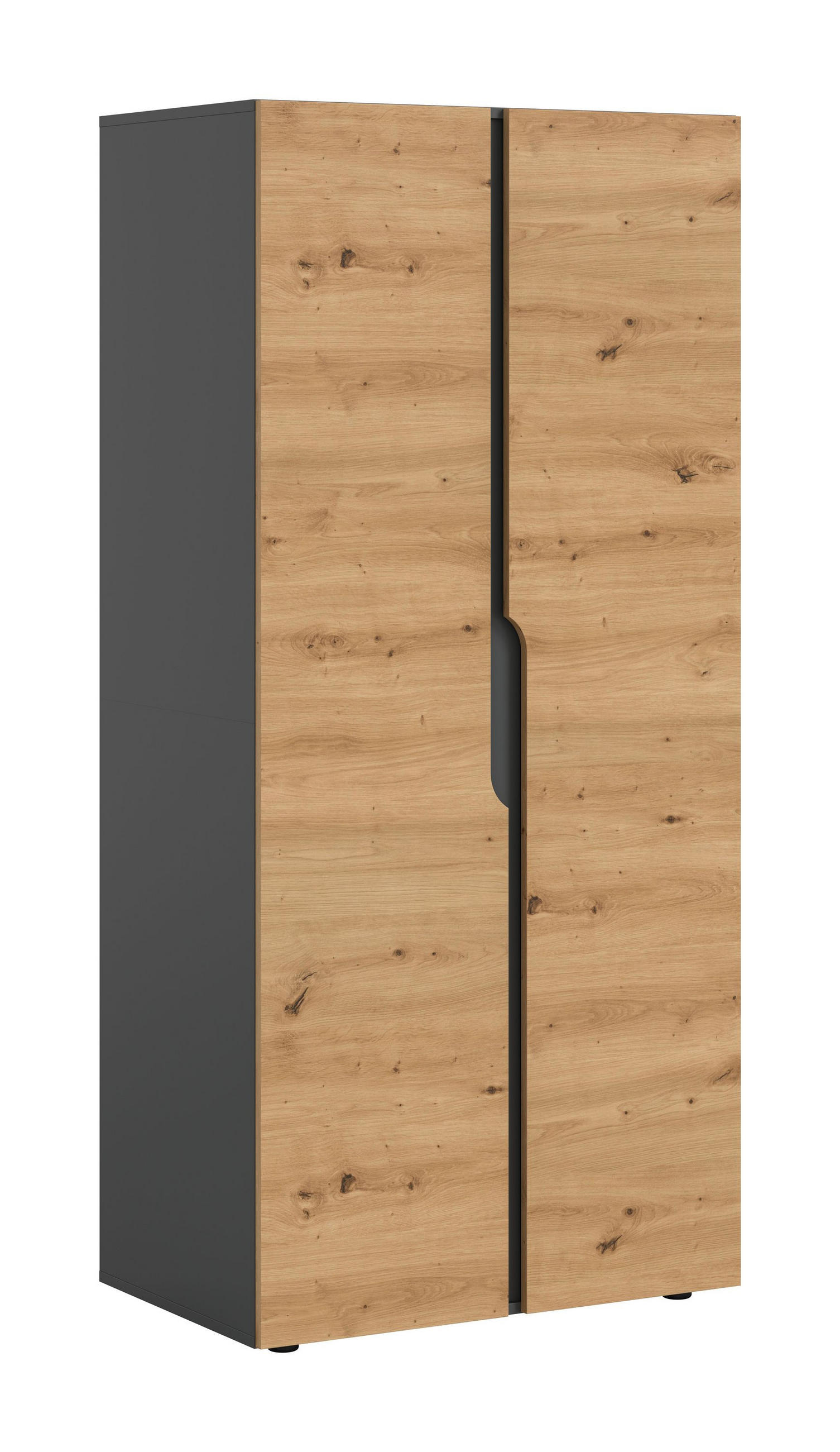 KLEIDERSCHRANK 2-türig ANGA (B/H/T: ca. 80/180/51 cm) in anthrazit/Artisan Eiche Nachbildung - Anthrazit, Holzwerkstoff (80/180/51cm)