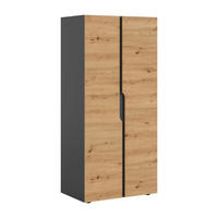 KLEIDERSCHRANK 2-türig ANGA (B/H/T: ca. 80/180/51 cm) in anthrazit/Artisan Eiche Nachbildung - Anthrazit, Holzwerkstoff (80/180/51cm)