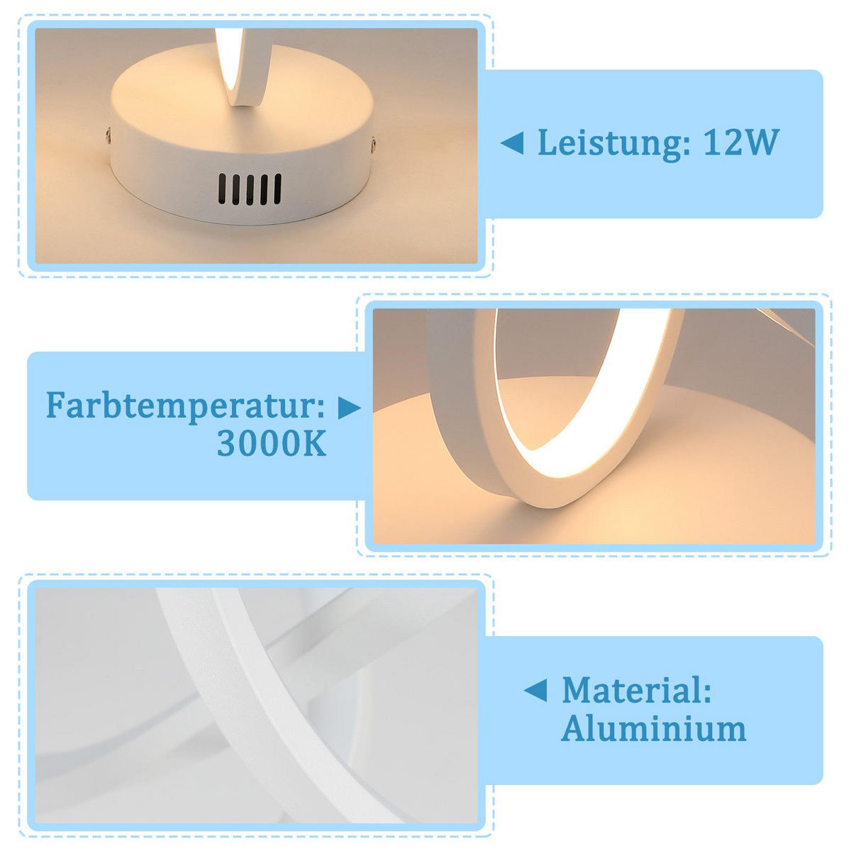 LED-DECKENLEUCHTE Marburg 34/14.5/17 cm - Weiß, Metall (34/14.5/17cm) - Nettlife