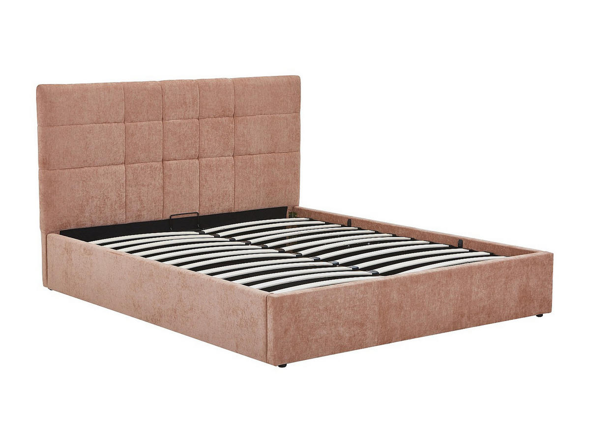 BETT mit Bettkasten - 2 Personen - stoff - terracotta Hopeya - Terracotta, Textil (160/200cm) - Vente-Unique