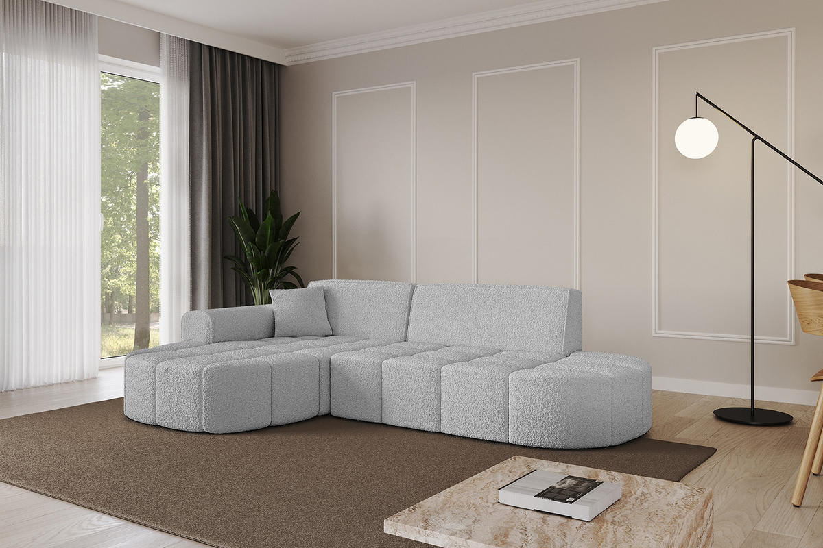 ECKSOFA Ottomane Links LIVO-L1 - 252x173x79,5 cm Hellgrau - Hellgrau, Holzwerkstoff/Textil (252/173cm) - ALTDECOR
