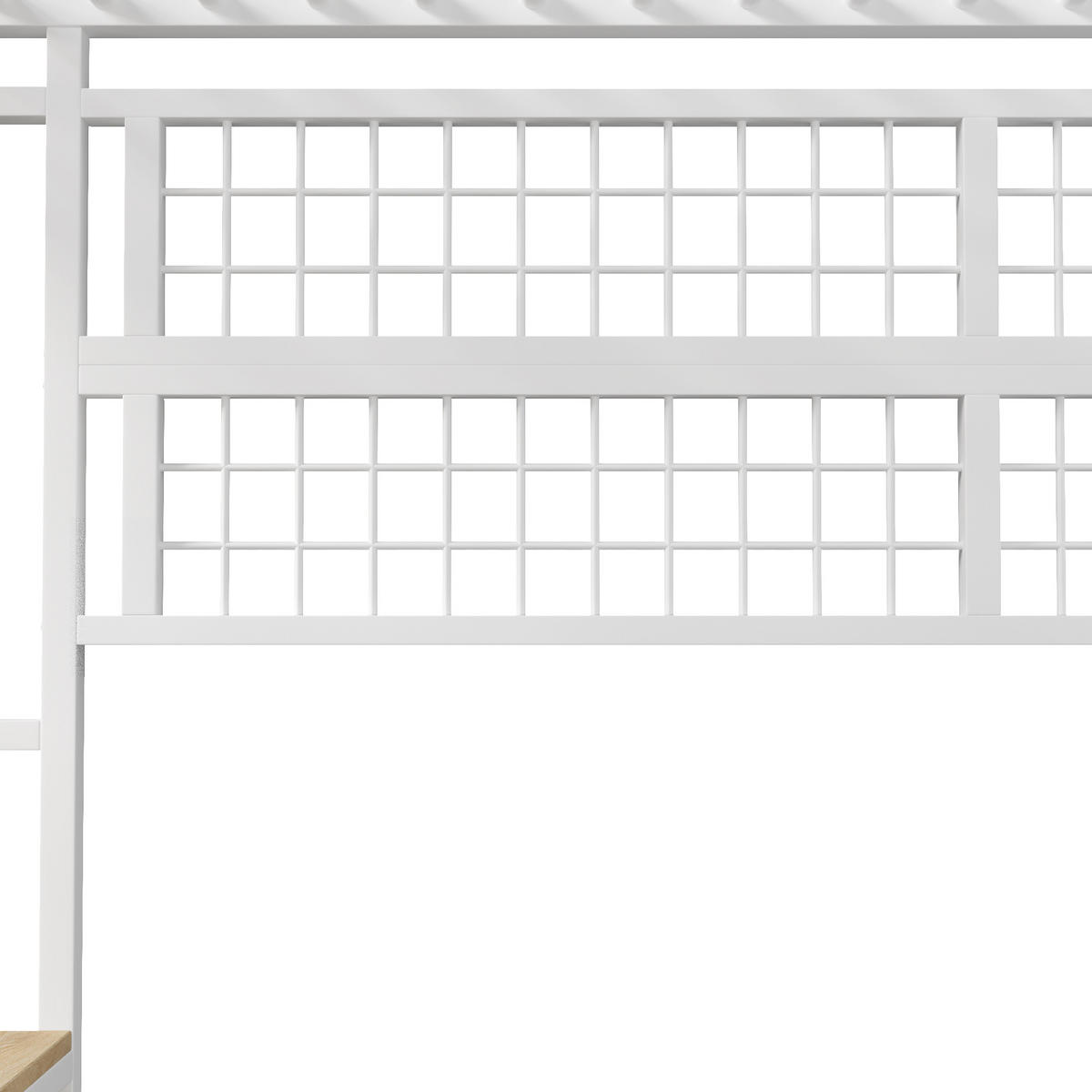 HOCHBETT aus Metall und MDF 90x200 cm in Weiß mit LED & Ablagefach - Weiß, Metall (90/200cm) - Modfu