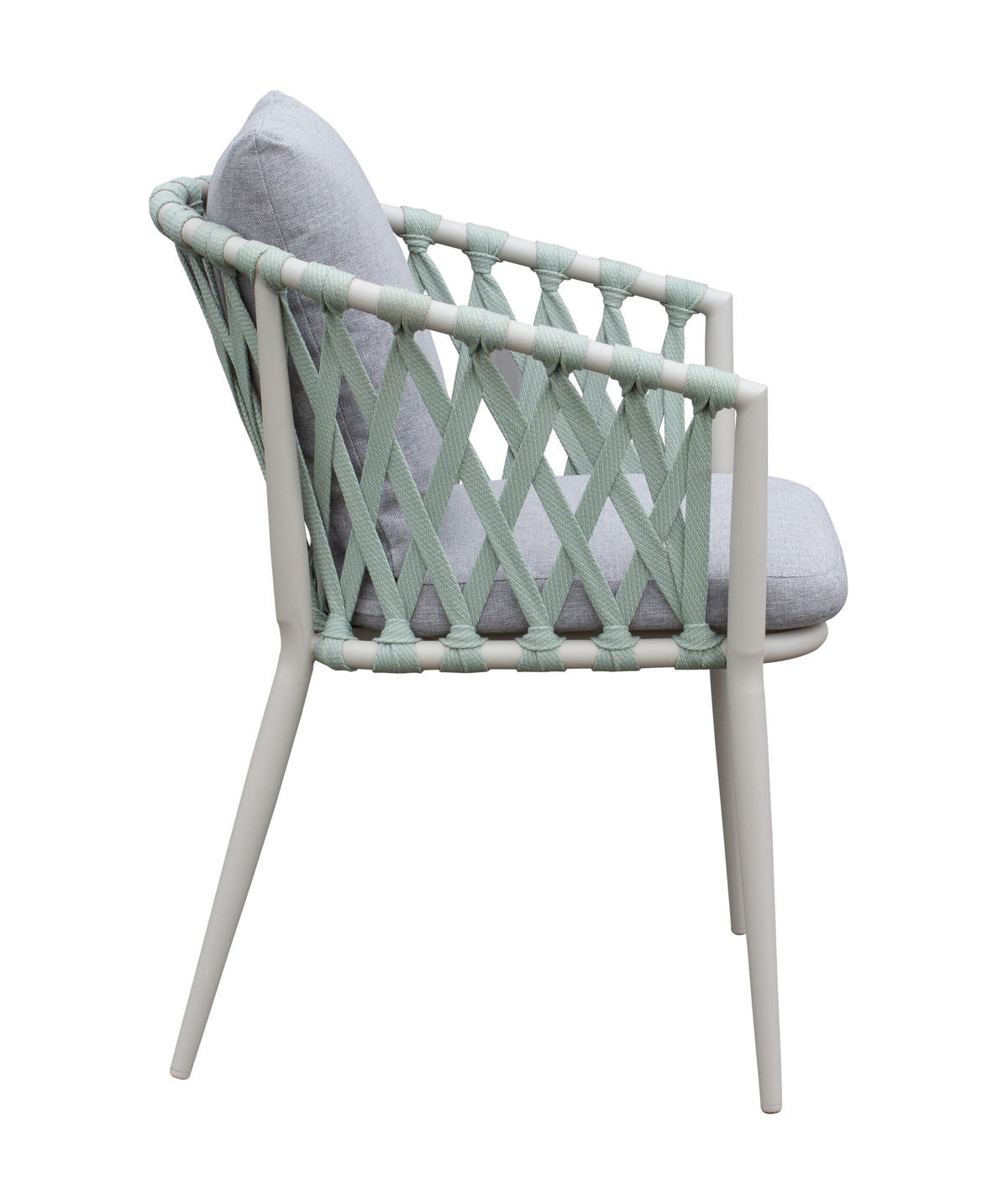 STAPELSTUHL Vienna, Rope, Aluminium, Taupe-Grün - Grau/Grün, Metall (45/80/60cm) - dasmöbelwerk