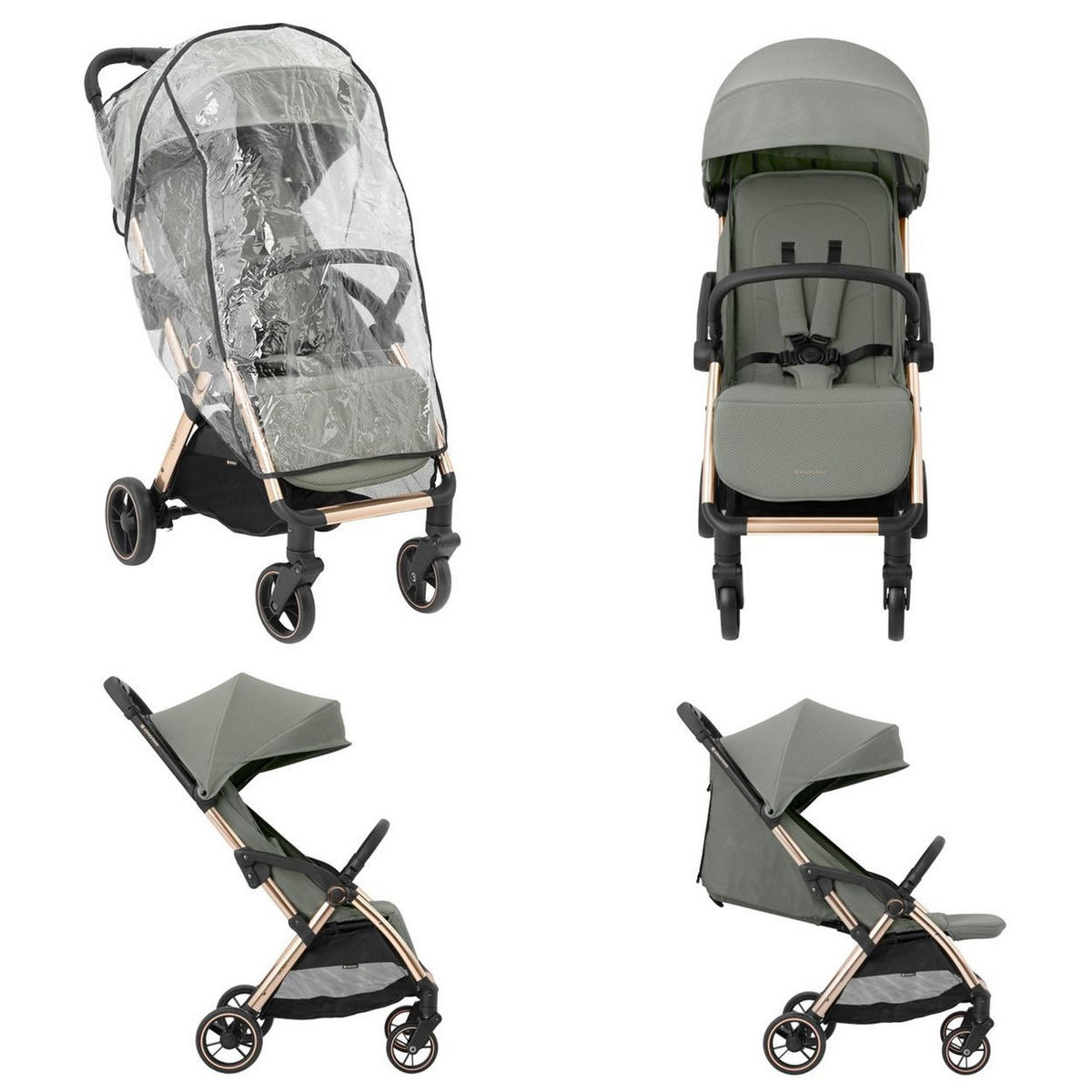BUGGY Eden bis 22 kg grün Federung Regenschutz zusammenklappbar - Grün, Metall (62/47/100cm) - Kikka boo