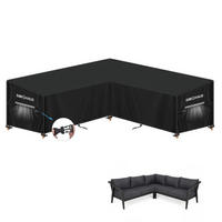 ABDECKHAUBE für Gartenmöbel V-Form 255 x 255 x 90 x 80/60 cm Wasserdicht 420D Oxford Grau - Schwarz, Kunststoff (1/1/1cm)