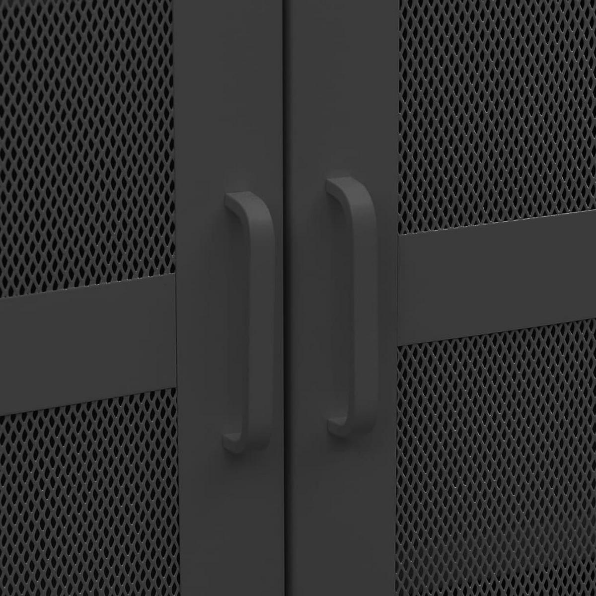 HIGHBOARD mit 2 Schubladen und 2 Maschengitter-Türen, 70/40/115 cm, aus Metall, Schwarz, im Industriestil - Schwarz, Metall (70/115/40cm) - vidaXL