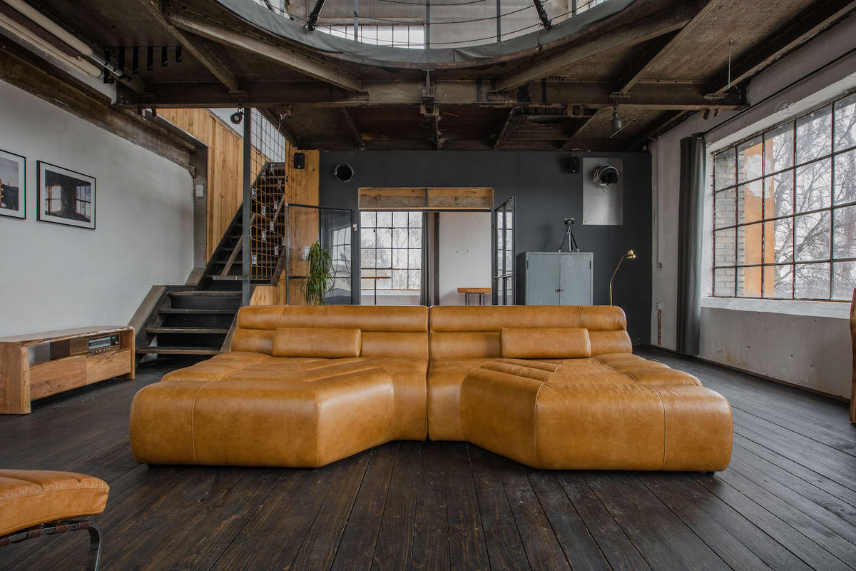 BIG SOFA MIT KISSEN TARA Braun Leder - Braun, Leder (286/76/143cm) - KAWOLA