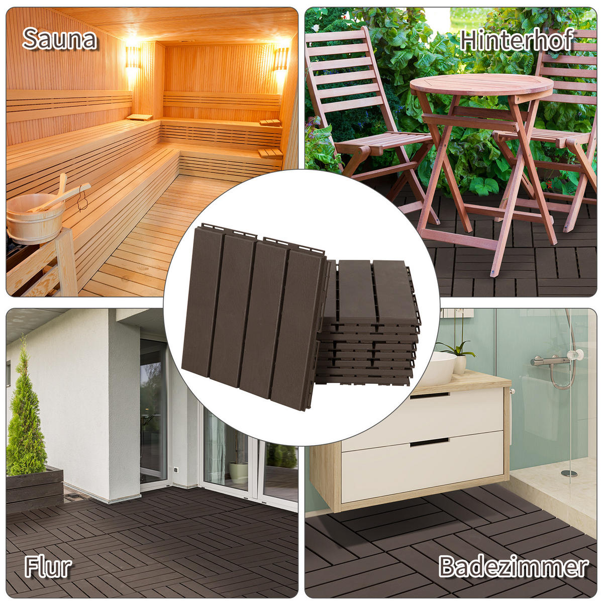 TERRASSENFLIESEN DE-10144 Klicksystem mit Drainage Braun - Braun, Kunststoff (30/30/2cm) - ComfortXL