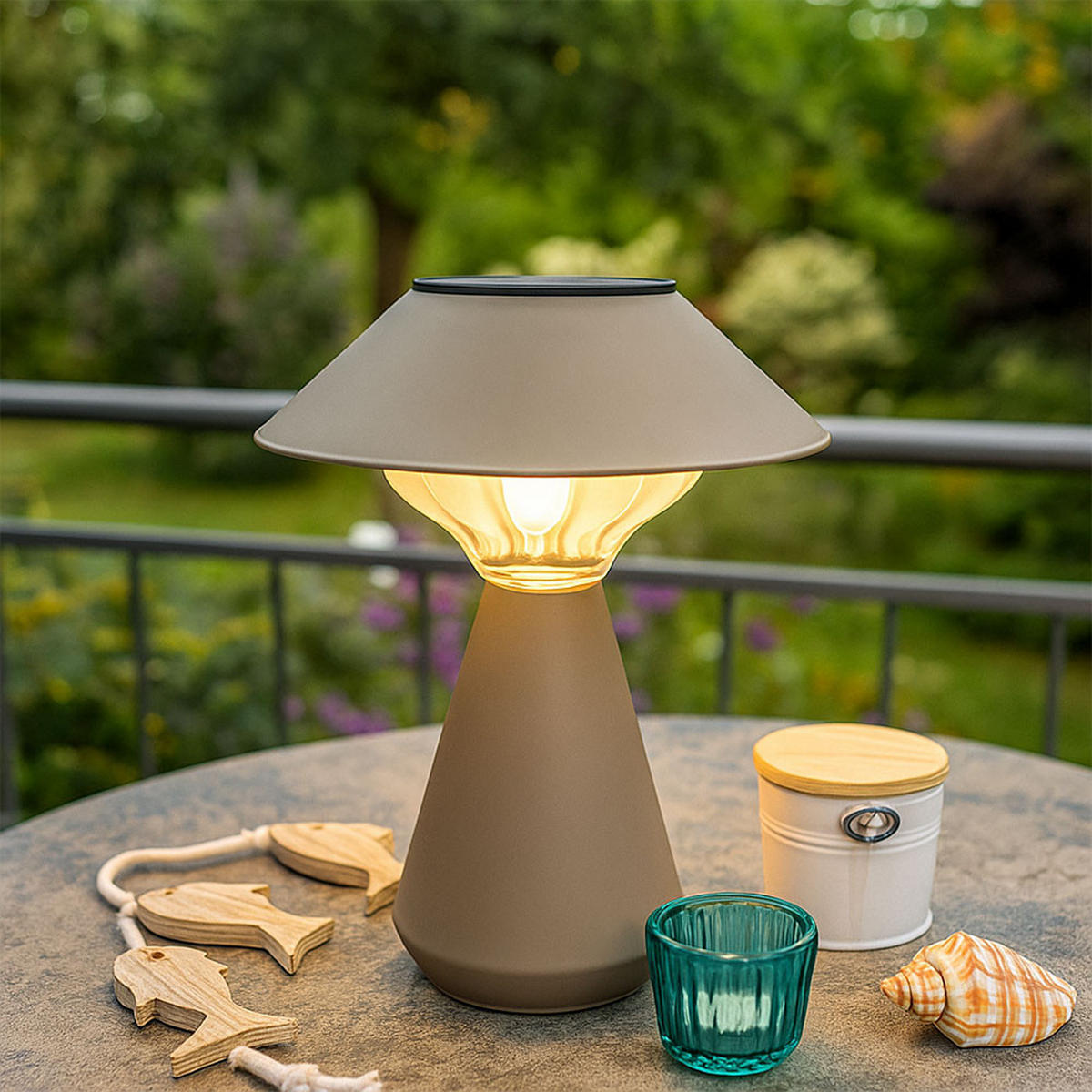 LED AUSSENLEUCHTE Solar Sandfarben - Bernsteinfarben, Metall (18/18/23cm) - Globo Lighting