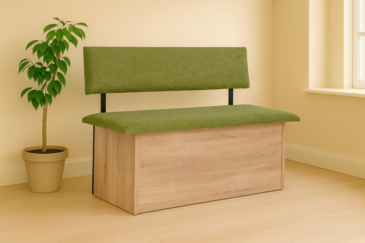 SITZBANK Das Raumwunder - Eichefarben/Grün, Holzwerkstoff/Textil (48/88/125cm) - Kundler Home