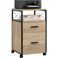 ROLLCONTAINER mit 2 Schubladen, Helle Eiche - Eichefarben/Schwarz, Holzwerkstoff/Metall (40/69/40cm) - Woltu