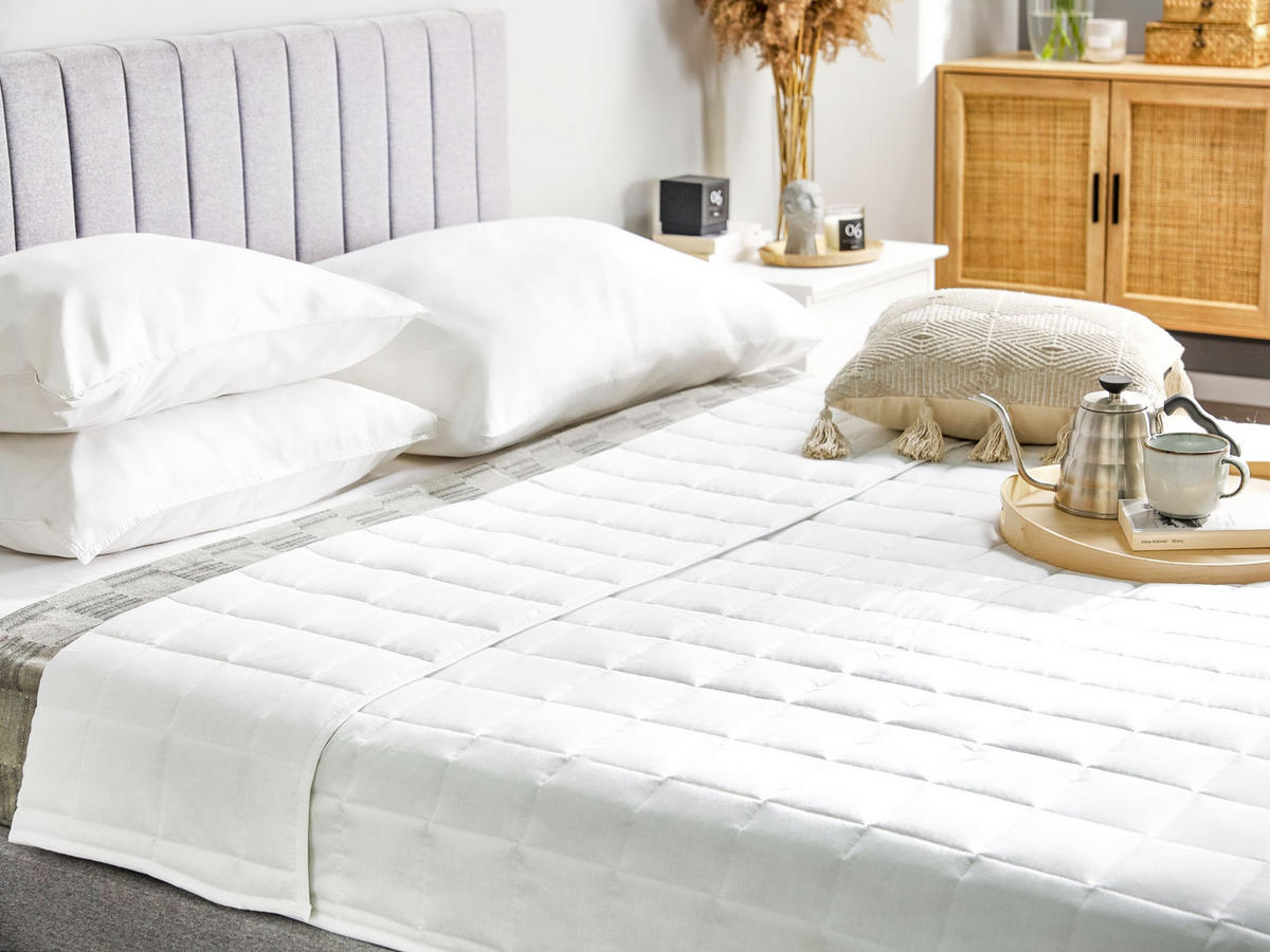 SOMMERBETTDECKE Weiß 200/220 cm Annapurna - Weiß, Textil (200/220cm) - Beliani