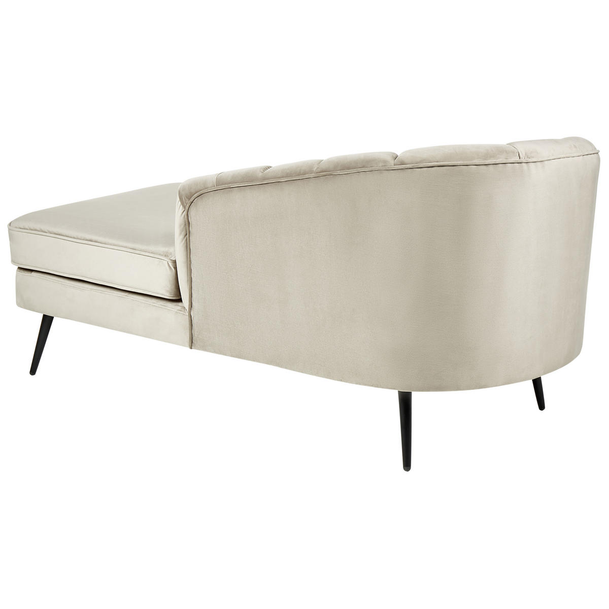 CHAISELONGUE Samtstoff beige linksseitig Allier - Beige/Schwarz, Textil (150/75/76cm) - Beliani