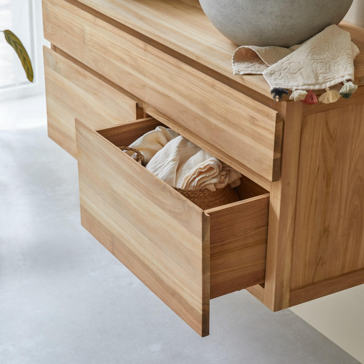 WASCHTISCHUNTERSCHRANK Jacob Natur aus Teak - Naturfarben, Holz (120/51/45cm) - Tikamoon