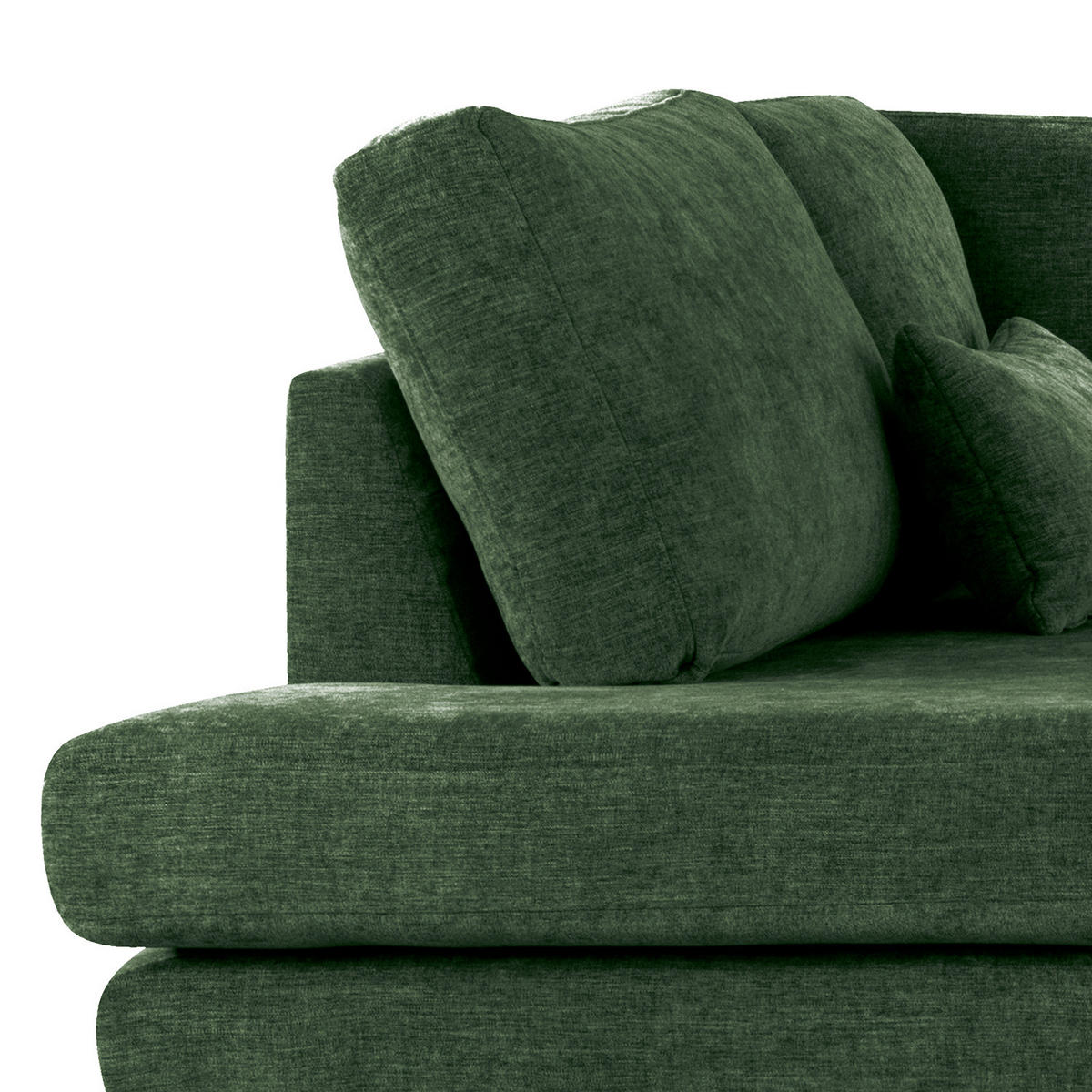 ECKSOFA mit Ottomane - Dunkelgrün/Eichefarben, Eichenholz/Textil (287/219cm) - home24