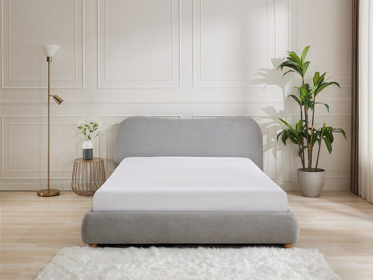 BETT mit Bettkasten - 1 Person - Stoff - Hellgrau - Hellgrau, Textil (120/190cm) - Vente-Unique