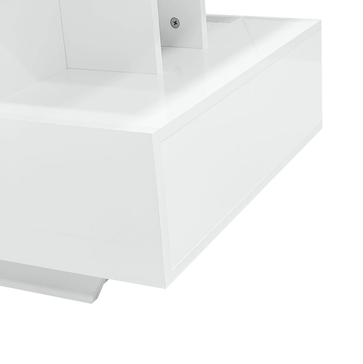 COUCHTISCH aus Spanplatte 90x55x41 cm Weiß mit Hochglanzoberfläche, LED-Beleuchtung und 2 Schubladen - Weiß, Holzwerkstoff (90/55/41cm) - IVMEU