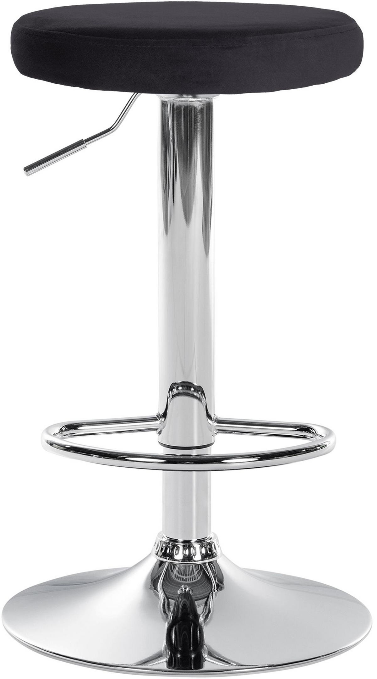 BARHOCKER 2er Set Pontius Samt chrom schwarz - Chromfarben/Schwarz, Textil/Metall (38.5/81/38.5cm) - TPFLiving