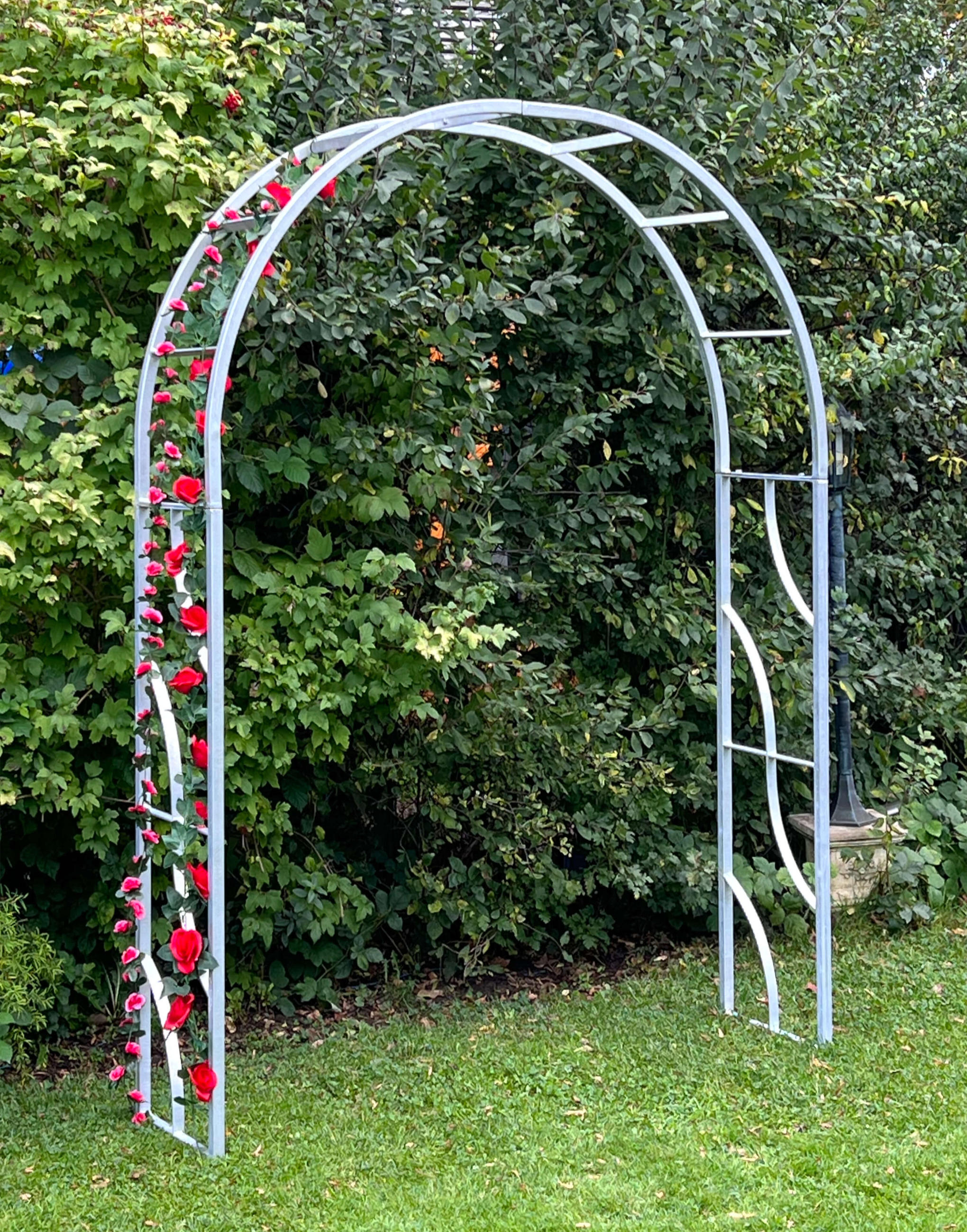 ROSENBOGEN Metall Verzinkt Massiv 150 cm Torbogen - Grau, Metall (150/196/40cm) - DanDiBo
