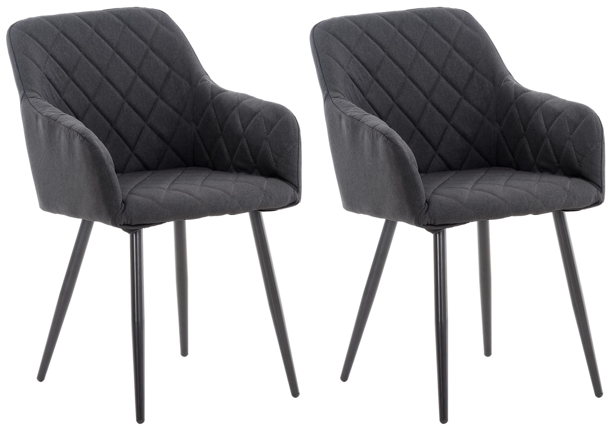 ARMLEHNENSTUHL 2er Set Stoff schwarz - Schwarz, Textil/Metall (47/84/44cm) - CLP