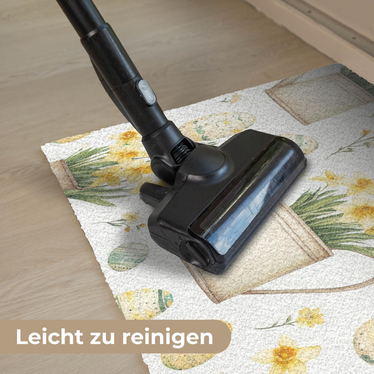 FUSSMATTE Gießkanne - Blumen - Eier 60x40 cm - Gelb/Weiß, Kunststoff (40/60cm) - MuchoWow