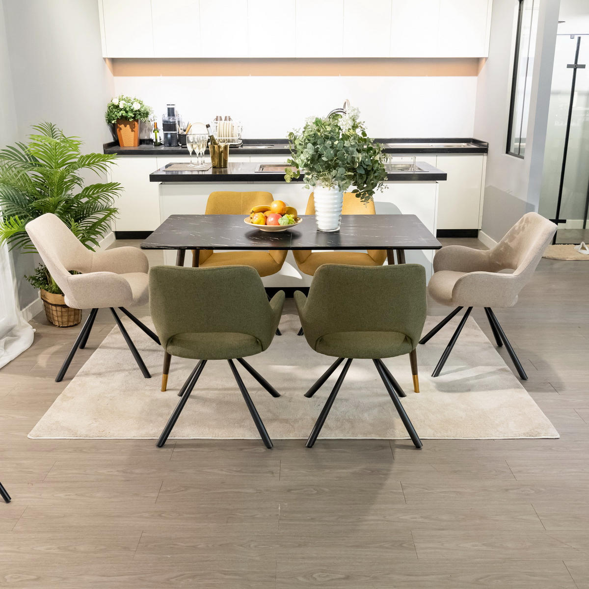 ARMLEHNSTUHL-SET 6 Stück in Eisen Webstoff - Multicolor, Metall (48.5/81/58cm) - Meubles Cosy