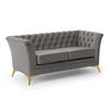 CHESTERFIELD-SOFA 2-sitzer Whitby Grau Samt mit goldenen Füßen - Goldfarben/Grau, Holz/Textil (175/78/82cm) - S-Style Möbel