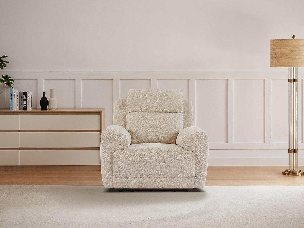 RELAXSESSEL elektrisch - melierter Stoff - Beige - KELUNO - Beige, Textil (98/104/110cm) - Vente-Unique