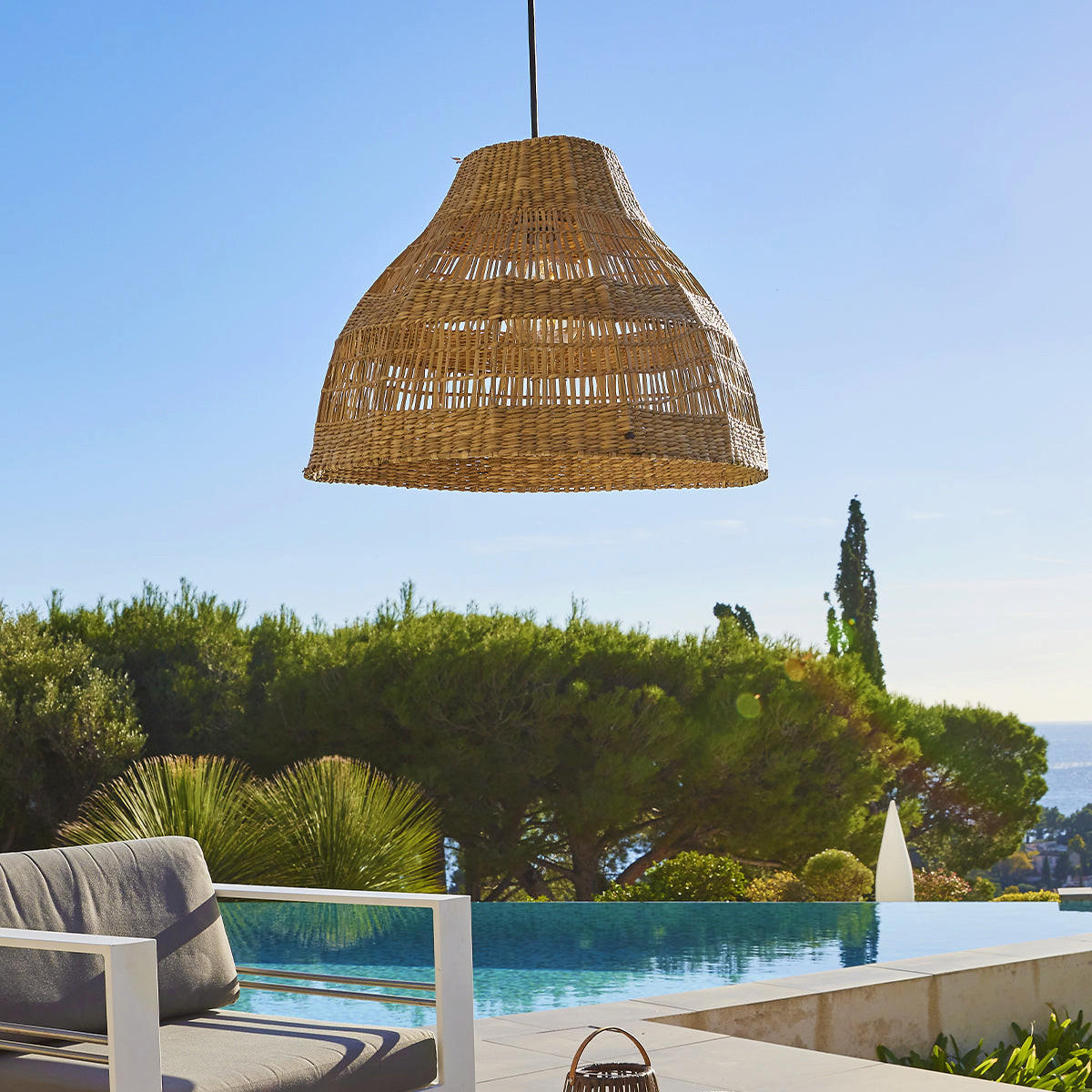 MERIDA Solar-Pendelleuchte, 34 cm hoch, 5 m - Beige, Naturmaterialien (48/48/33cm) - Lumisky