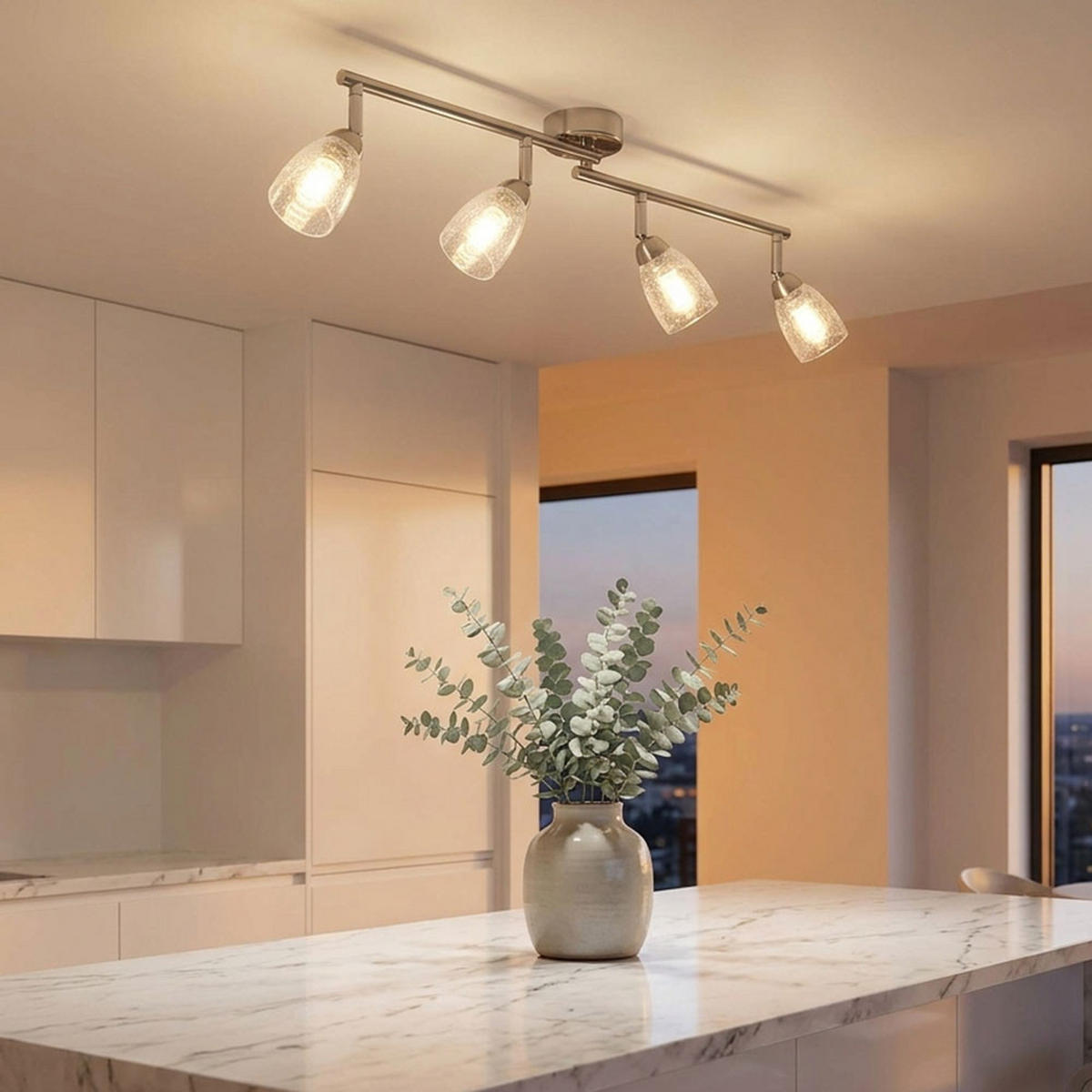 LED DECKENLEUCHTE Crash Silber Glas - Silberfarben, Glas (60/8.5/14cm) - Globo Lighting