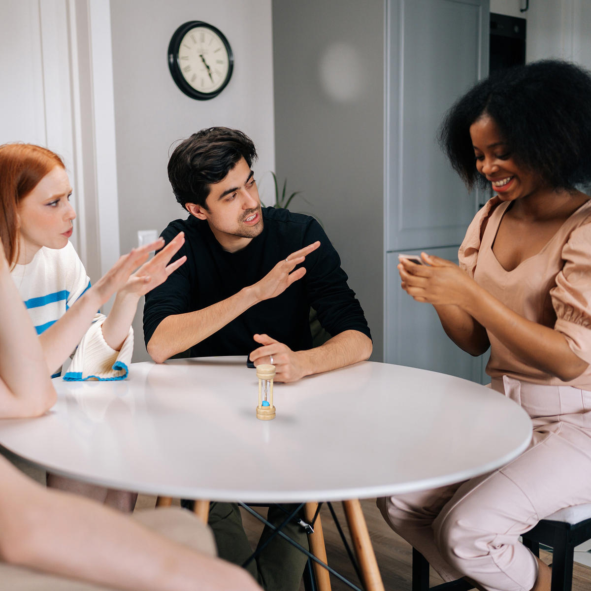 4XPRESÝPACIE hodiny - svetlohnedá, drevo/sklo (4/10/4cm) - Relaxdays