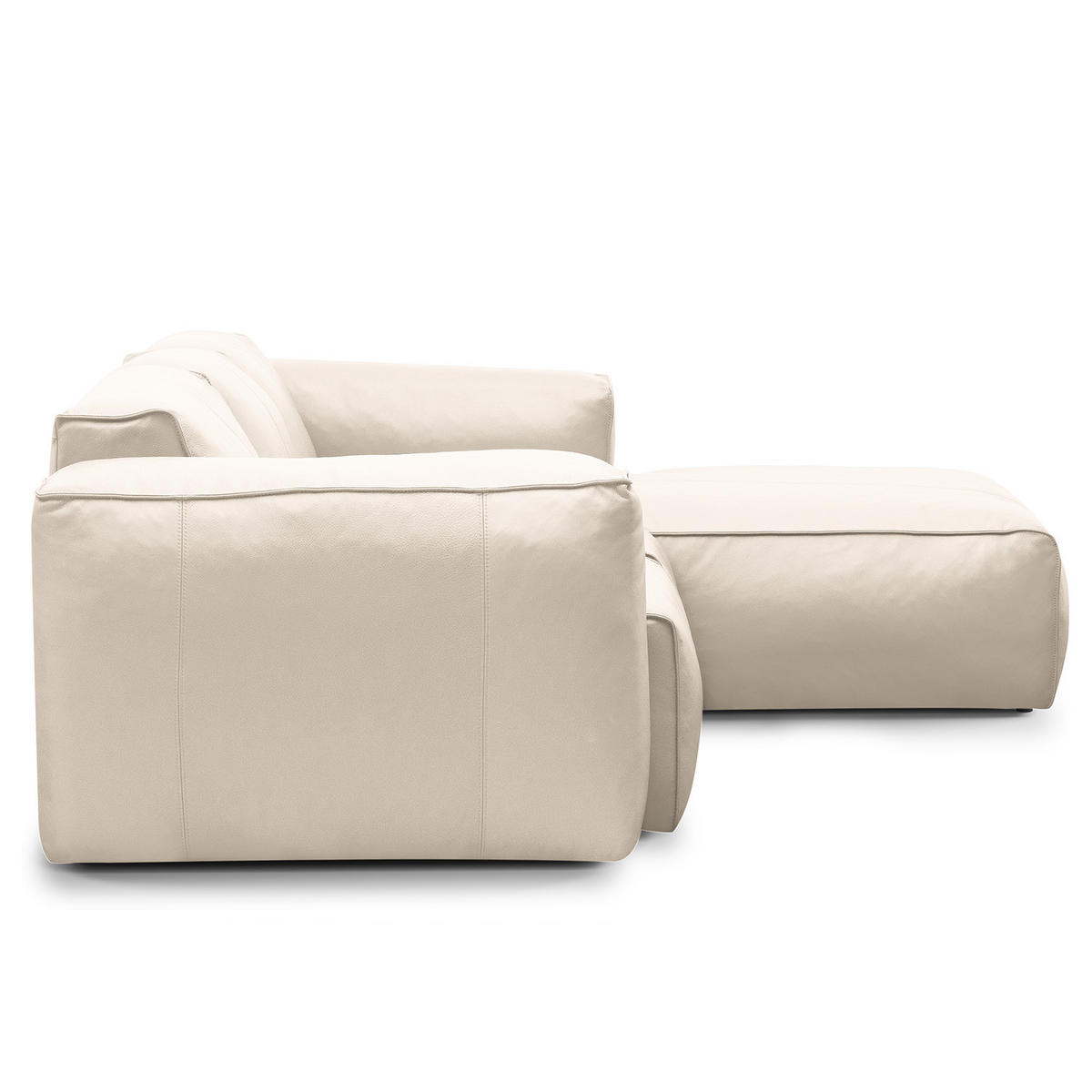 3-SITZER ECKSOFA mit Longchair - Hellgrau/Schwarz, Leder/Kunststoff (251/173cm) - home24