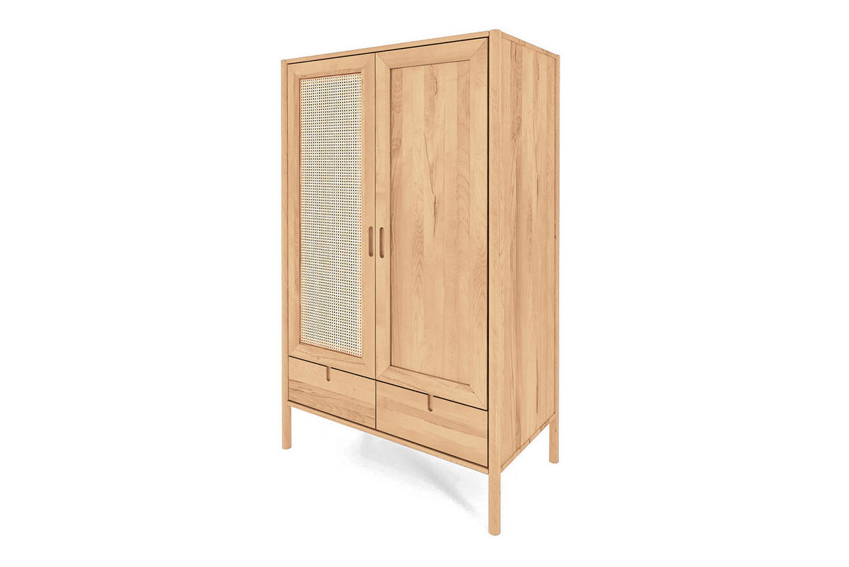 KLEIDERSCHRANK MIT SCHUBLADE INA Kernbuche - Creme, Holz (108/175/60cm) - byoak