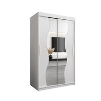 SCHWEBETÜRENSCHRANK 200/120/62 2-türig - Silberfarben/Weiß, Holz/Kunststoff (120/200/62cm) - Abiks Möbel