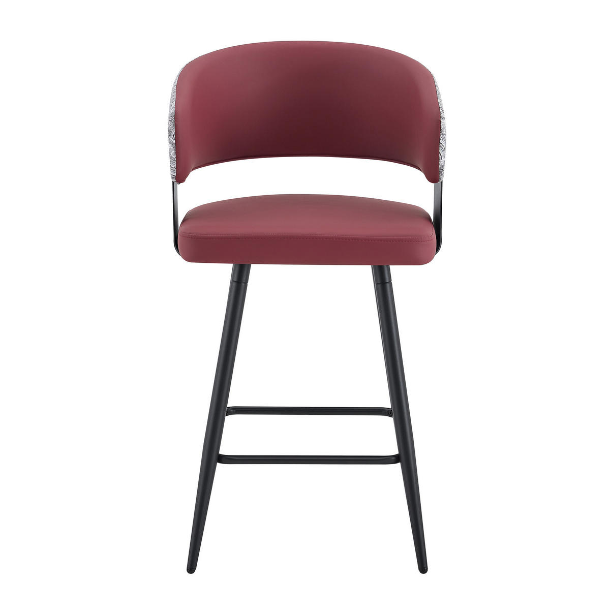 BARHOCKER DE-36674 2er Set mit PU-Bezug und Metallgestell Rot - Rot, Metall (47/94.5/46cm) - ComfortXL
