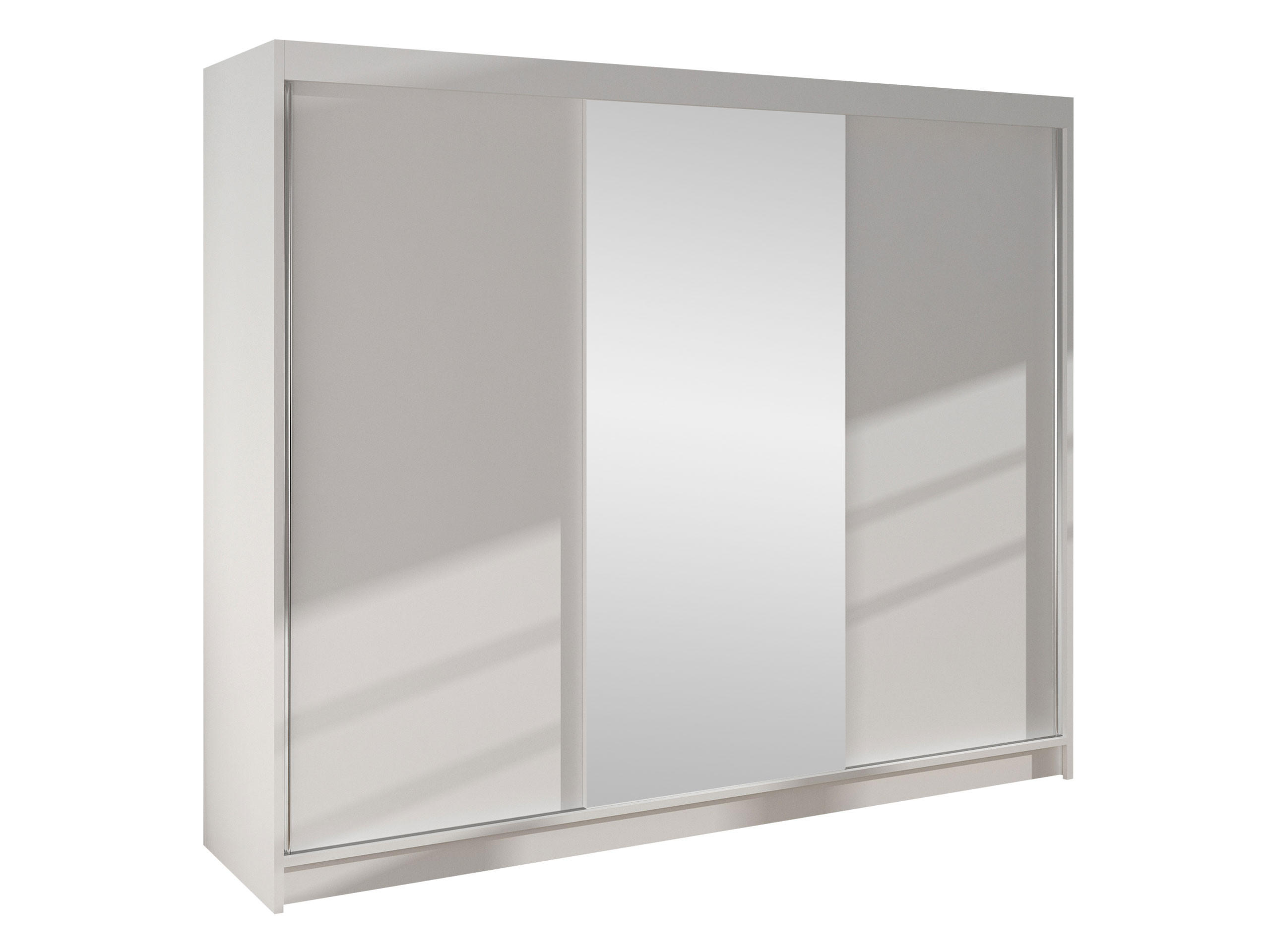 SCHWEBETÜRENSCHRANK Derby I - Weiß, Holzwerkstoff/Metall (200/215/58cm) - MIRJAN24