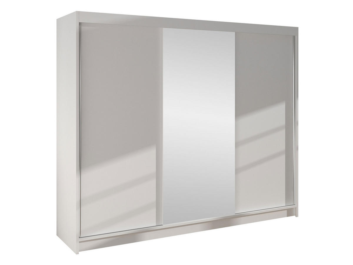 SCHWEBETÜRENSCHRANK Derby I - Weiß, Holzwerkstoff/Metall (200/215/58cm) - MIRJAN24
