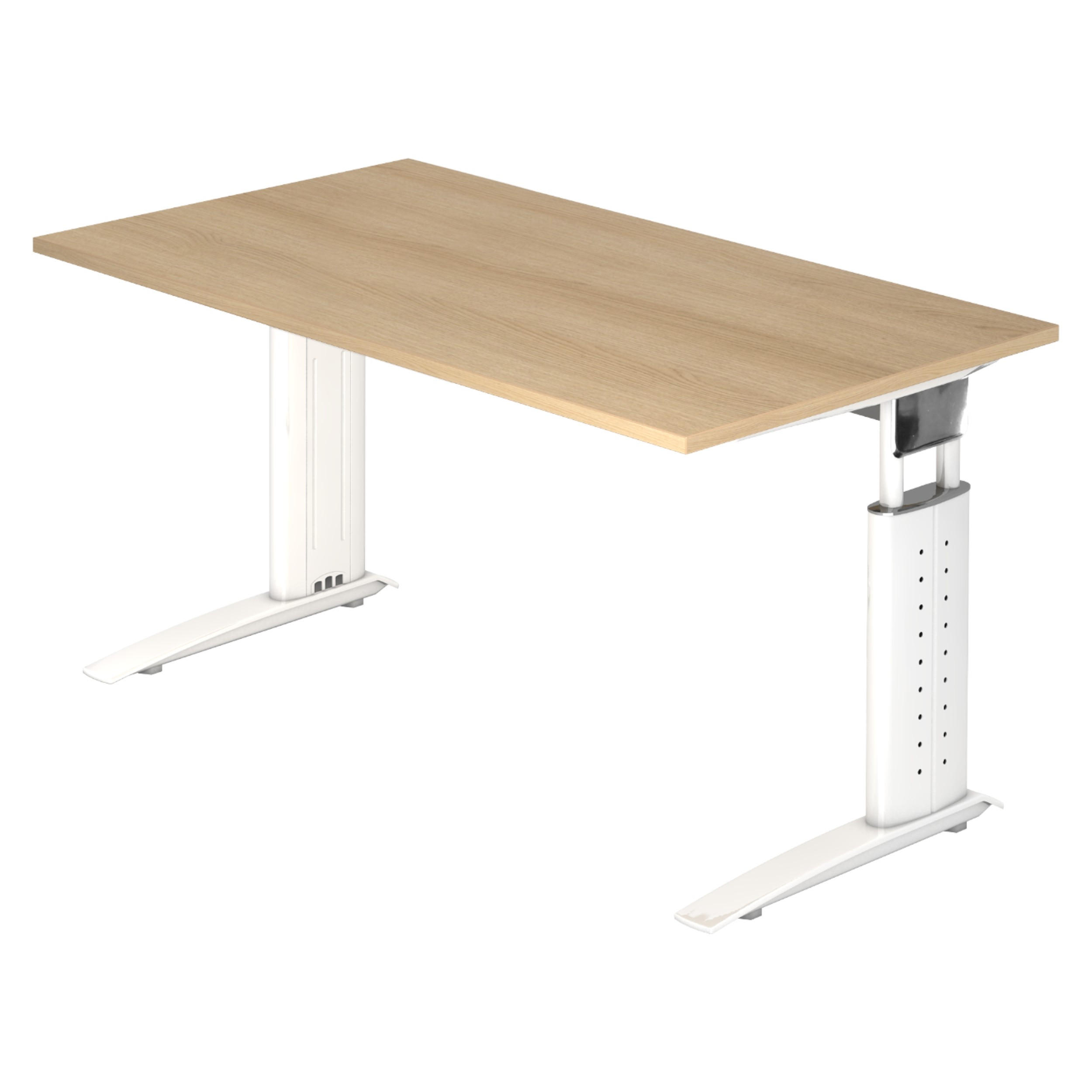 SCHREIBTISCH Serie-U 80/140/74 cm in Eichefarben/Weiß - Eichefarben/Weiß, Holzwerkstoff (80/140/74cm) - bümö