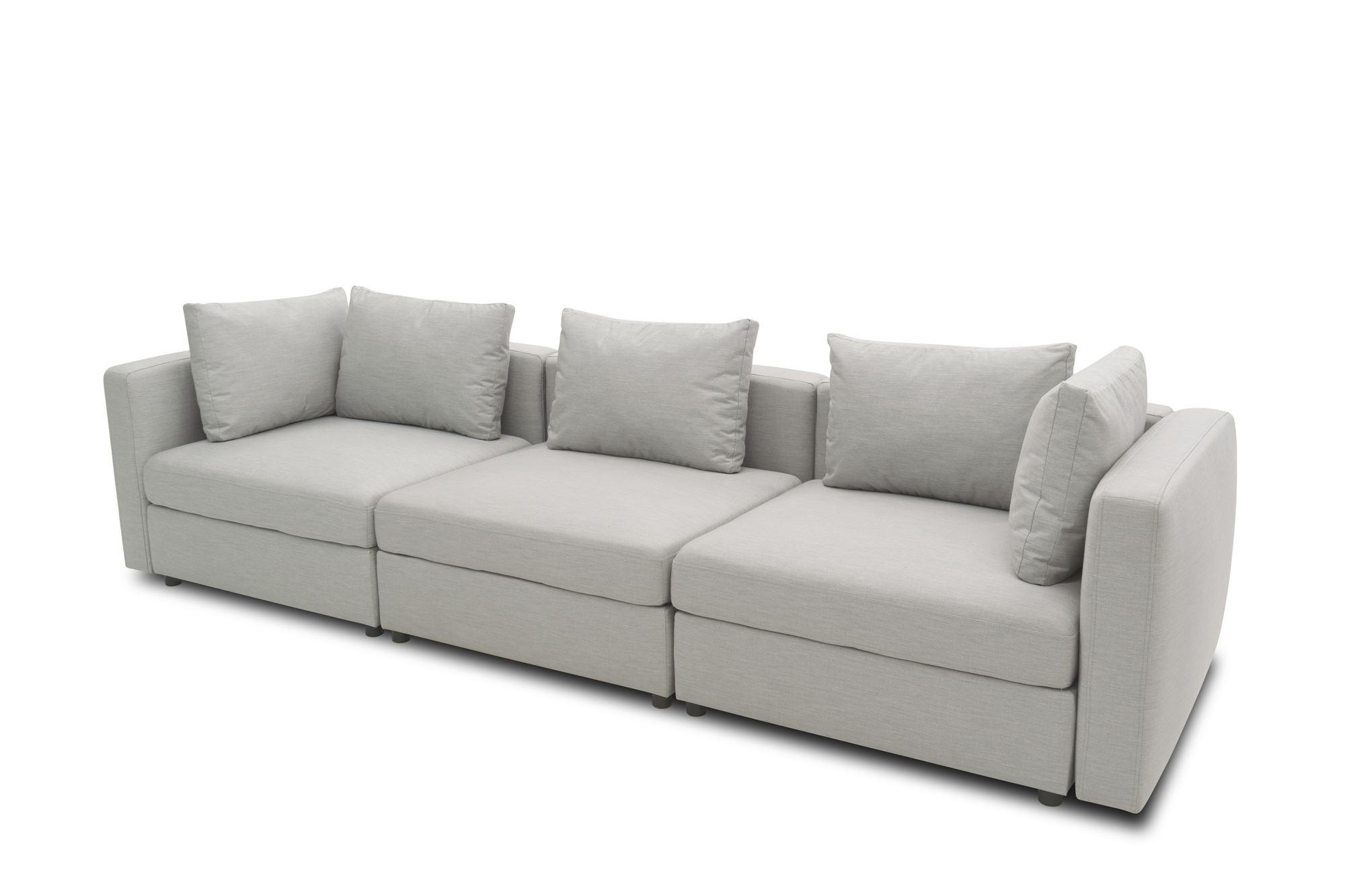 GARTENLOUNGE-SOFA 3-Sitzer Bozhana 312x67x96 mit Outdoorbezug silber - Silberfarben, Kunststoff (312/67/96cm) - 58aufmkessel
