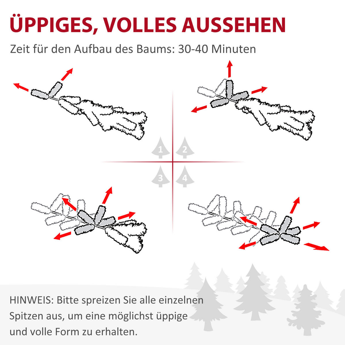 180 cm Weihnachtsbaum Künstlich Christbaum Dichte Zweige für Weihnachtsfest - Grün, Kunststoff (180cm) - HOMCOM