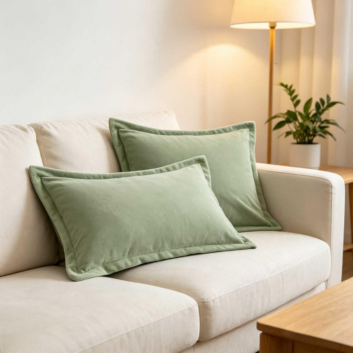 KISSENBEZÜGE – 48*74cm – Hellgrün (Paar) - Hellgrün, Textil (48/74cm)